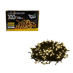 Pisca pisca 100 lampadas led amarelo fio verde 08mts 127V Winth