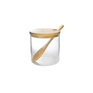 Porta condimento 280ml vidro c/ tampa e colher bambu 6616 Fu Xing
