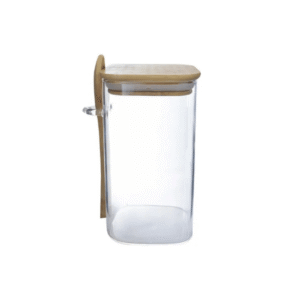 Pote 700ml hermetico vidro c/ tampa e colher bambu 6636 Fu Xing