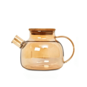 Chaleira 1,5lts vidro ambar tampa bambu 8455 Fu Xing
