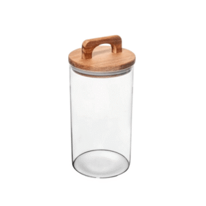Pote 1,2lts vidro hermetico c/ tampa bambu 24199 Fu xing