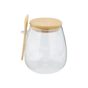 Pote 1,0 lt vidro hermetico c/ tampa e colher bambu 24306 Fu Xing