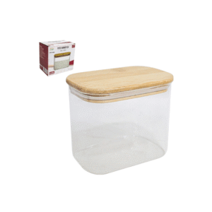 Pote 640ml hermetico vidro c/ tampa bambu 24315 Fu Xing