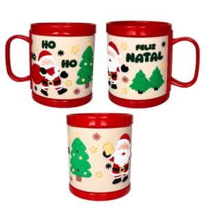 Caneca 320 ml plastico decorativa natal ref copx0007 Multiart