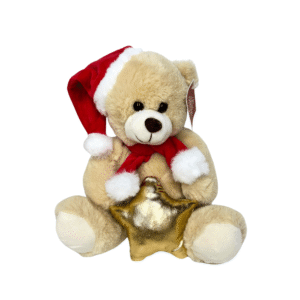 Urso de pelucia decorativo natal 20cm ref nat0322 Multiart