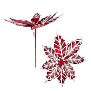 Enfeite decorativo de natal galho flor 24cm ref flh154 Multiart