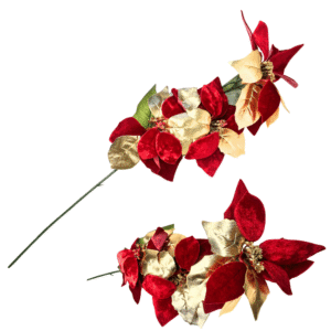 Enfeite decorativo de natal galho flor 65cm ref flh156 Multiart