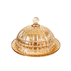 Queijeira 20cm vidro c/ tampa ambar lisboa ref 9999 Jolitex