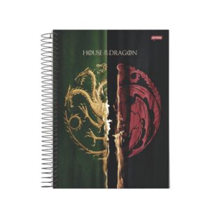Caderno 10 mat 160 folhas espiral capa dura house dragon Jandaia