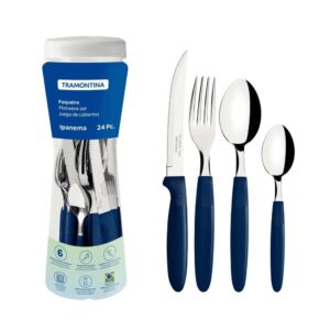 Faqueiro 24pcs ipanema cabo azul no pote 191 Tramontina