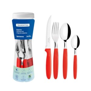 Faqueiro 24pcs ipanema cabo vermelho o pote 791 Tramontina