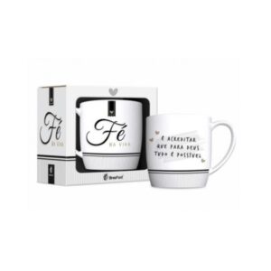 Caneca 300 ml porcelana fe na vida ref 12190 JTX Comercio