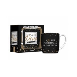 Caneca 300 ml porcelana onde deus te colocar 13073 JTX Comercio
