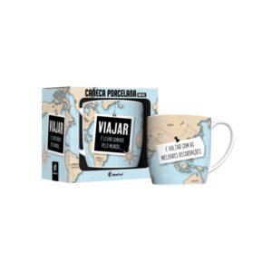 Caneca 300 ml porcelana viajar pelo mundo 13194 JTX Comercio