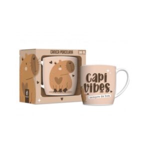 Caneca 300 ml porcelana capivara ref 14670 JTX Comercio