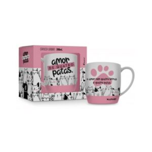 Caneca 300 ml porcelana amor quatro pata gatos 14873 JTX Comercio