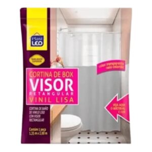 Cortina de box 1.35x200cm vinil lisa cinza ref 621H Plastleo
