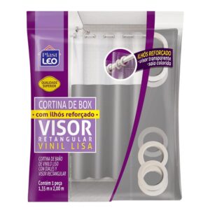 Cortina de box 1.35x200cm cinza ilhos reforcado 641 Plastleo