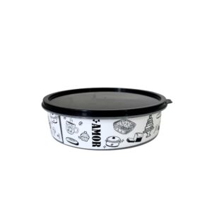 Produto Pote 870ml redondo plastico black c/ tampa ref 754 Pedreira