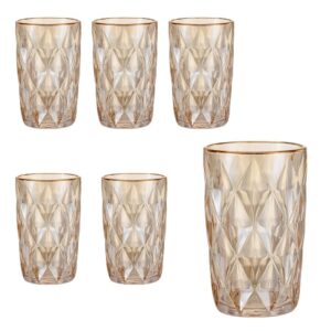 Jogo c/ 06 copos 400ml vidro diamond ambar 16898 Inga Import