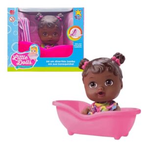 Produto Boneca little dolls banheirinha negra ref 8038 Diver Toys