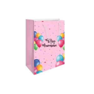Produto Sacola de papel feliz aniversário rosa Embalagens Brasil