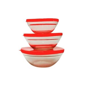 Produto Jogo c/ 3 potes de vidro tmpa vermelha ref 16055 Inga Import