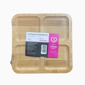 Produto Petisqueira quadr 4 divisorias bambu 20 cm ref 17833 Inga Import