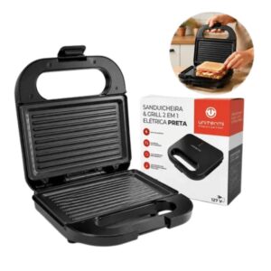 Produto Sanduicheira Elétrica 2 em 1 preta 220v ref 64002 Unitermi