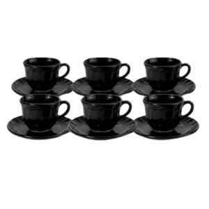 Produto Jogo de xicaras de vidro preto c/ pires p/ café ref 17961 Ingá