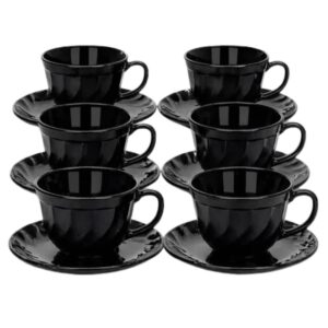 Produto Jogo de xicaras vidro preto c/ pires p/ chá ref 17962 Ingá