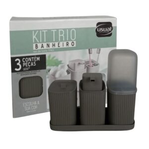 Produto Kit trio banheiro cinza escuro ref 1212 Usual
