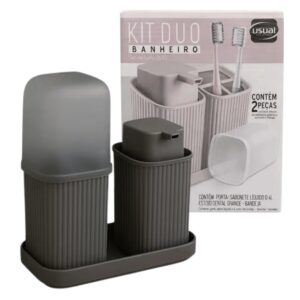 Produto Kit duo banheiro cinza escuro ref 1206 Usual