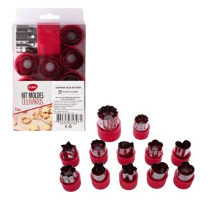 Produto Kit c/ 12 moldes p/ confeitaria plastico e aço inox 5466 Clink