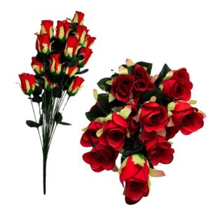 Produto Flor artificial buque de rosa veludo c/24 60cm ref 20212 Fertin