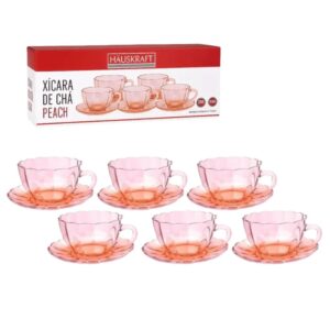 Produto Jogo de xicara de cha peach c/ pires 240ml ref 084 Etilux