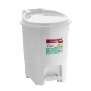 Lixeira redonda pedal 12,5l branca fechada 0607 Plasmont Produto Lixeira redonda pedal 12,5l branca fechada 0607 Plasmont