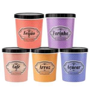 Produto Conj c/ 5 potes dec multiuso 2,2 lts ref 1015 Pedreira