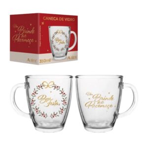 Produto Caneca conica de vidro natal 350ml ref 121523 Allmix