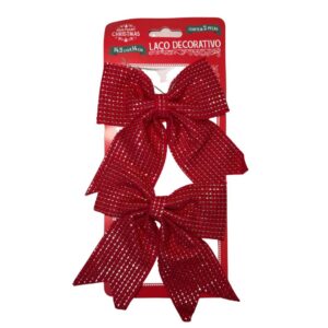 Produto Laco de natal c/2 un 3 cores c/ brilho ref LAC67 Multiart