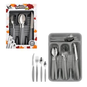 Produto Kit de talheres 24pçs  linha canada pop cinza ref 11413 Kehome