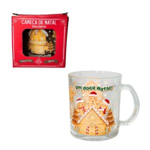 Produto Caneca decorada de natal de vidro CNX0006 Multiart