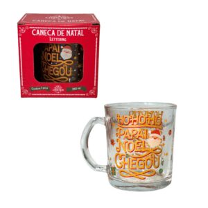 Produto Caneca decorada de natal vidro 330ml ref CNX0007 Multiart